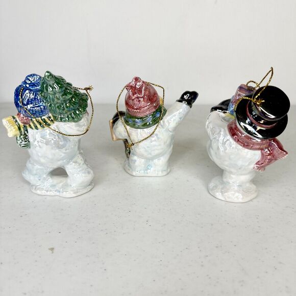 Vtg Home Interiors‎ Lot Of 3 Snowman Iridescent Christmas Ornaments 1980's - Picture 5 of 7